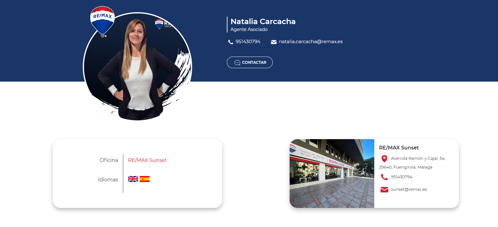 tarjeta e contacto de natalia remax